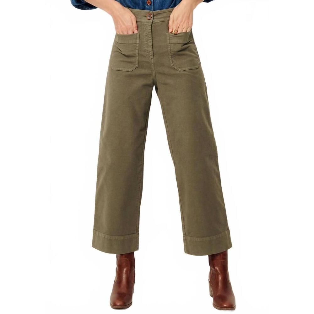 NEW SESSUN hudpeach semi-wide crop pants in olive